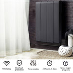 700w Wall Mounted Smart Electric Radiator With Ceramic Heating, Touch Screen & App Control Timer & Child Lock – Black
