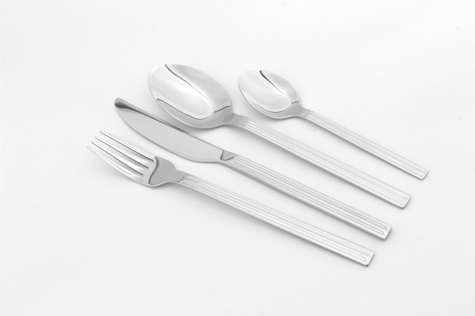 Cutlery Set Fork Spoon Sets Anydate Nordic Stripes | Set of 32 | Silver