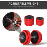 Adjustable 20kgs Barbell & Dumbbell Set | Red