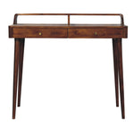 Solid Wood Elevated Chestnut Console Table, 2 Drawers, Dark Brown