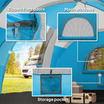 5-6 Man Camping Tent, Water Resistant Hiking Shelter | Light Blue