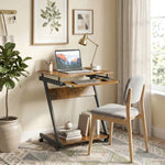 HOMCOM Movable Computer Desk With 4 Moving Wheels Rustic Brown
