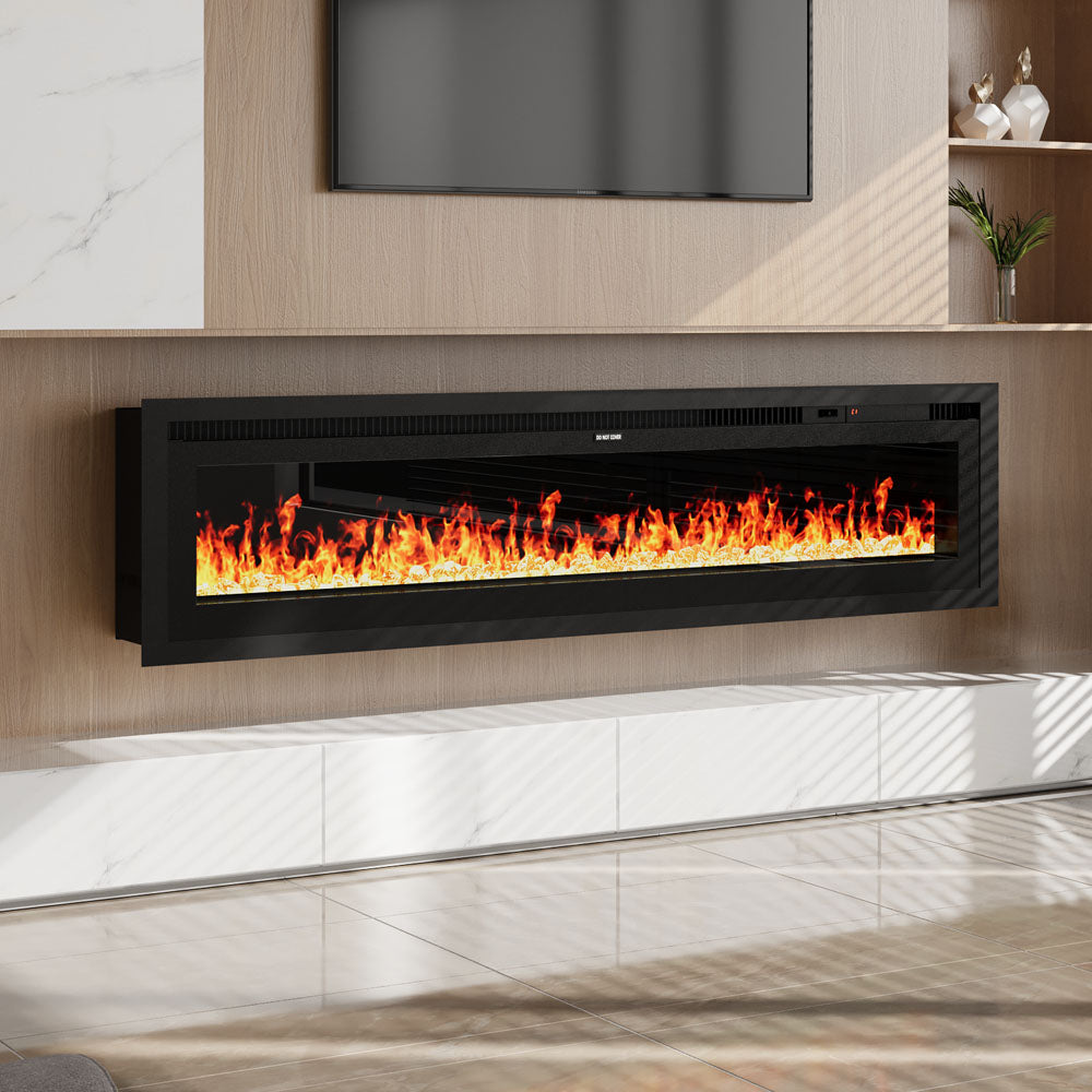 42/50/60 Inch Electrical Fireplace With Remote, 12 Vibrant Flame Colours, Adjustable Heating Modes, And Safety Features | Large