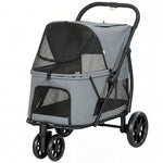 Dog Stroller, 3 Wheels Pet Stroller With Easy One-click Quick Fold | Grey