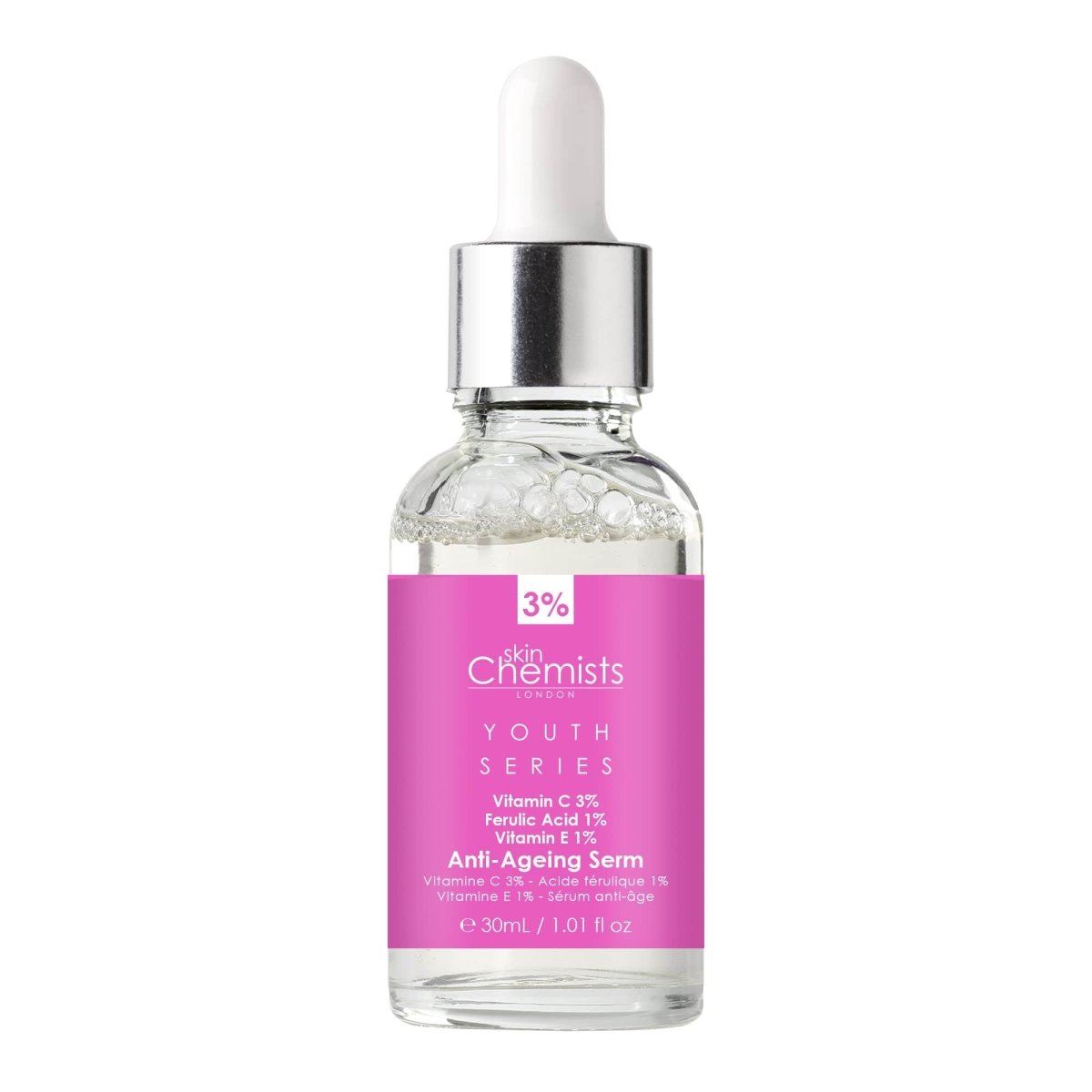 skinChemists Anti-ageing Advanced Serum Vitamin C 3%, Ferulic Acid 1%, Vitamin E 1% 30ml For Brightening And Radiance
