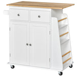 Island Storage Trolley With Rubber Wood Top
