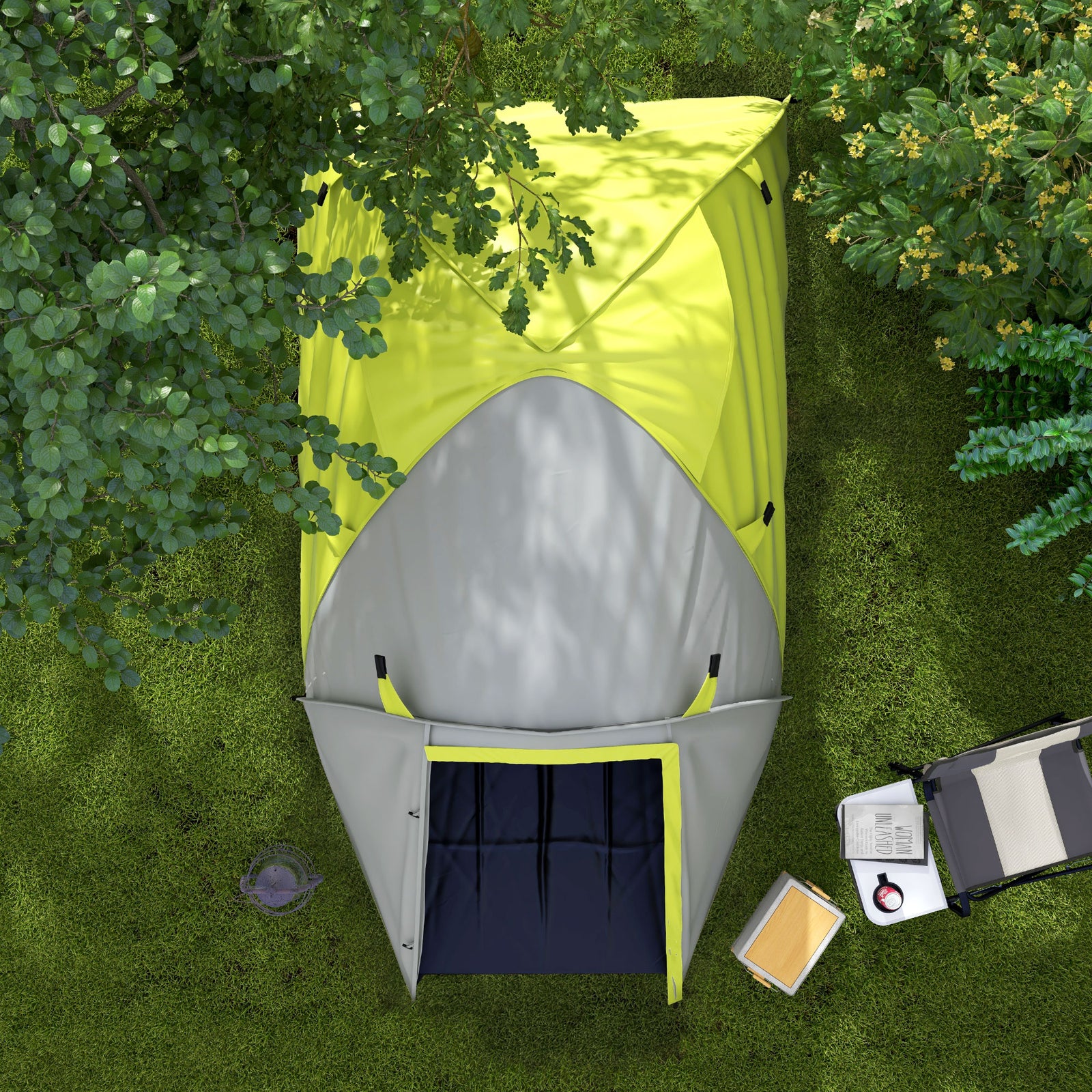 2-3 Man Camping Tent With Living Area, 2000mm Waterproof | Yellow
