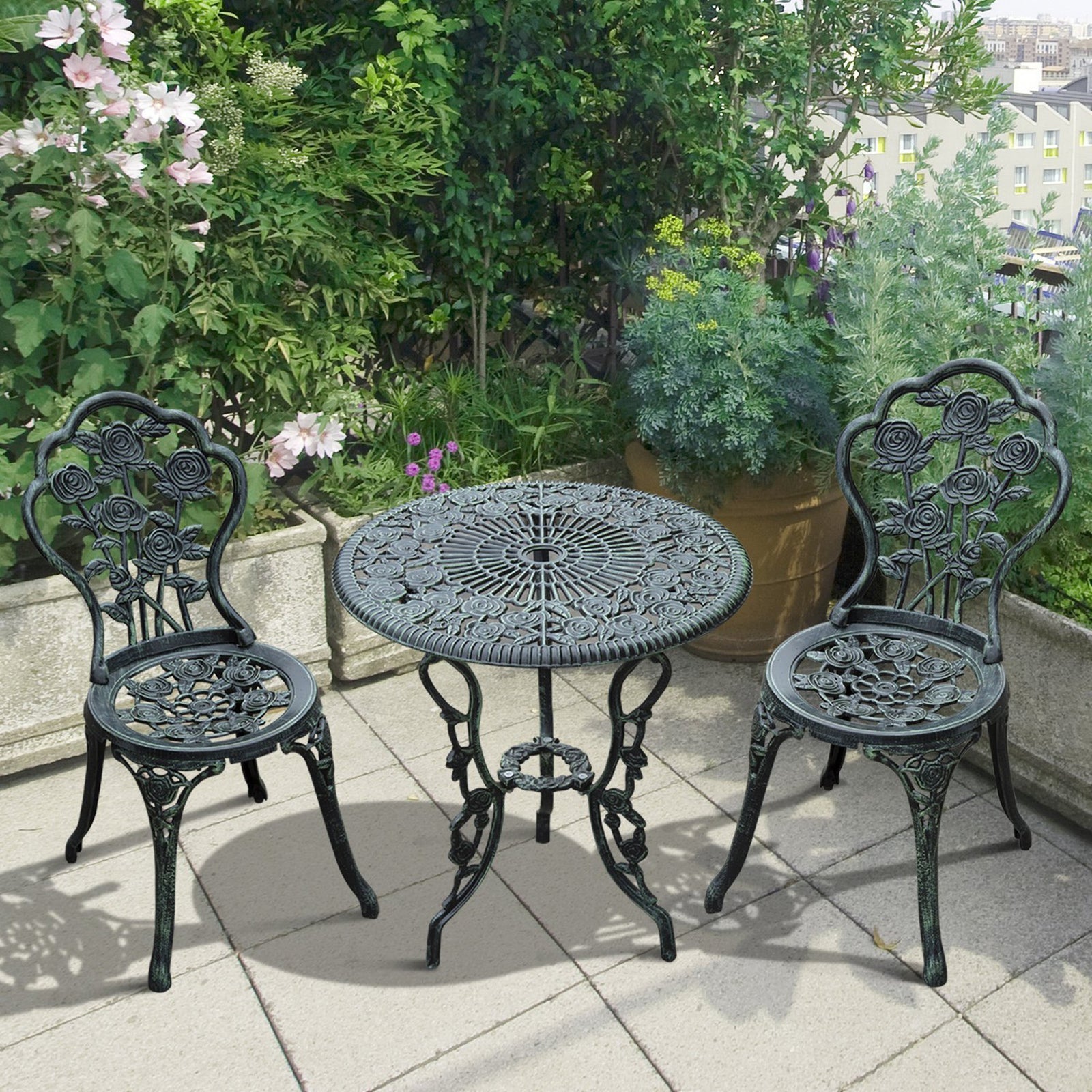 3 Pieces Bistro Set Furniture Garden Balcony Table 2 Chairs