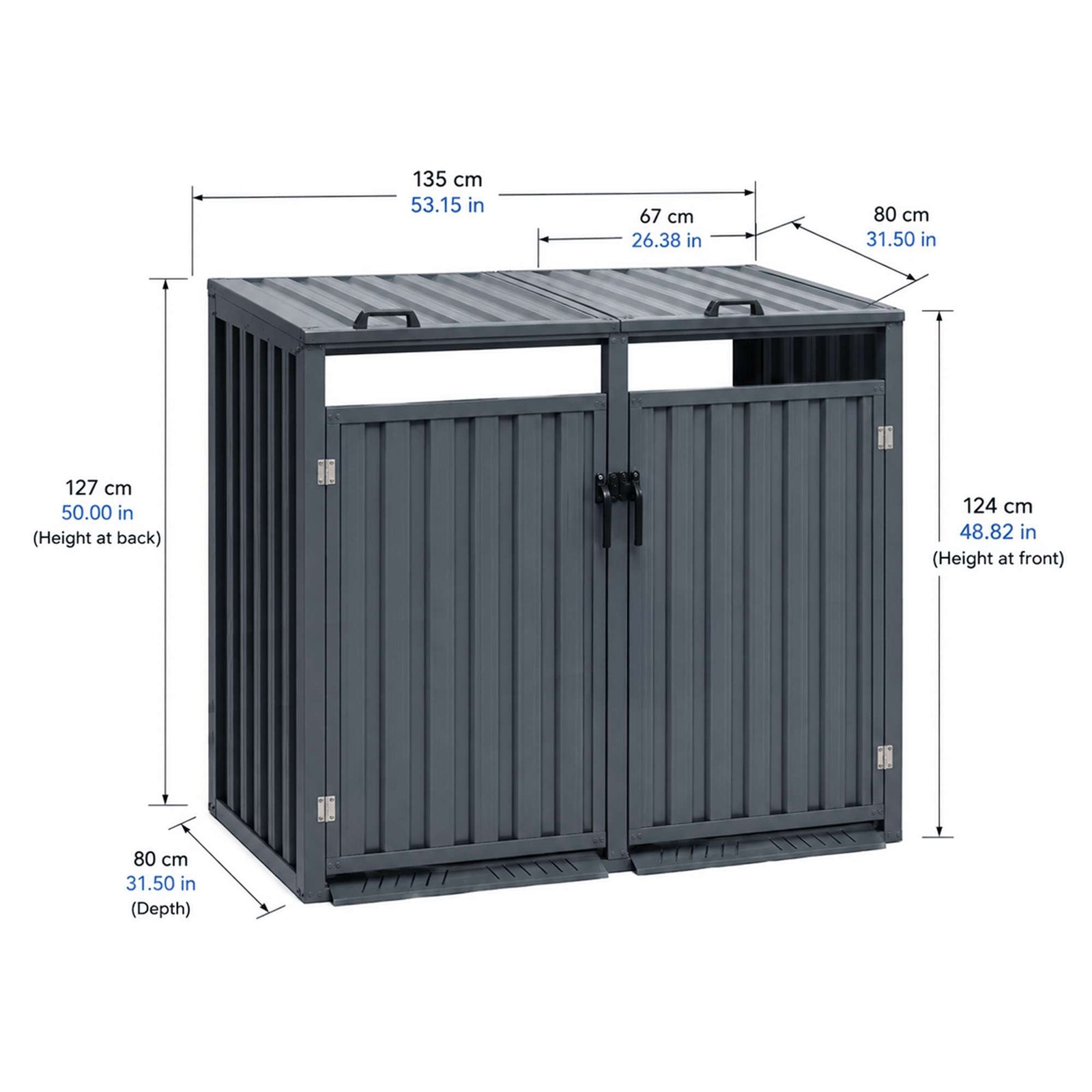 Nicoman Outdoor Metal Bin Storage Double Wheelie Bin Storage Shed
