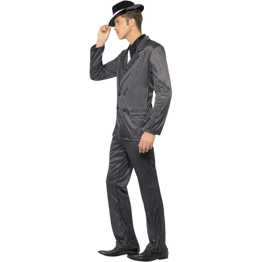 Gangster Costume, Black, Pinstripe | Large