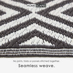 Luxury Outdoor Rug Waterproof Reversible For Garden Patio, Black & White Geometric