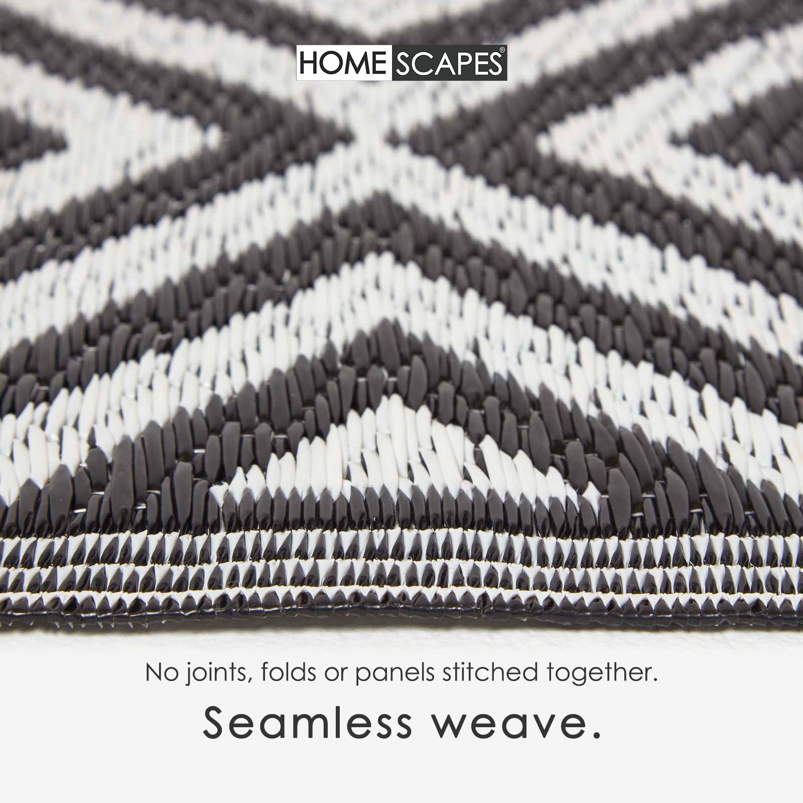 Luxury Outdoor Rug Waterproof Reversible For Garden Patio, Black & White Geometric
