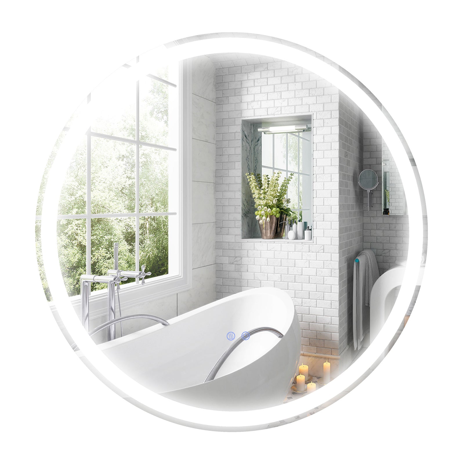60x60/70x70cm Dimmable Bathroom Mirror With 3 Colours Led | Large | Silver