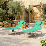 2 Sun Loungers With Reading Hole, Folding Garden Lounger | Green