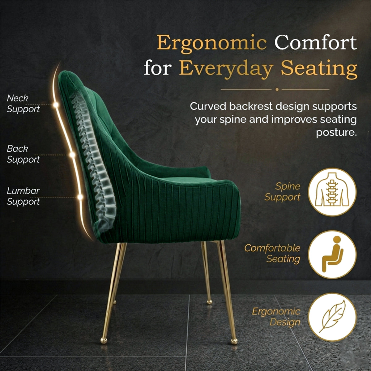 Dining Chairs Upholstered Tufted Velvet Kitchen Chairs | Set of 2 | Green