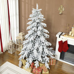 Christmas Tree With Flocked Realistic Tips, Hinged Xmas Tree | 6ft | Green