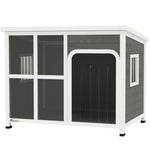 Pawhut Wooden Dog Kennel Outdoor W/ Openable Top | Gray