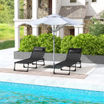 2 Pcs Beach Chaise Lounge 4 Adjustable Positions | Set of 2 | Black