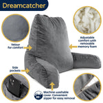 Large Reading Pillow, Shredded Memory Foam Cuddle Cuddle Cushion Backrest, Arm Support ,washable Velvet Cover | L | Grey