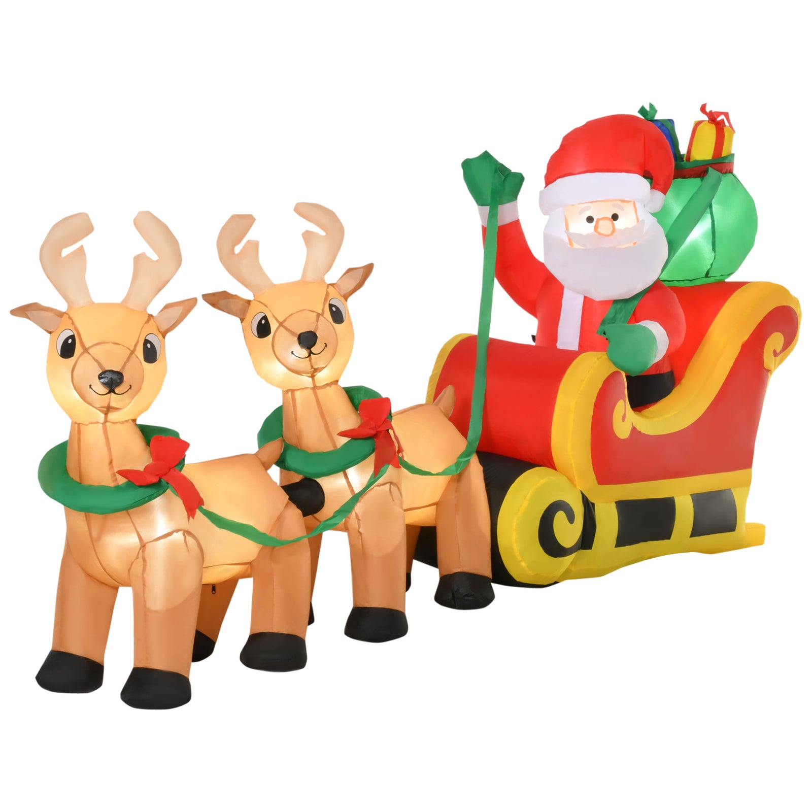 8ft Christmas Inflatable Santa Claus On Sleigh Led