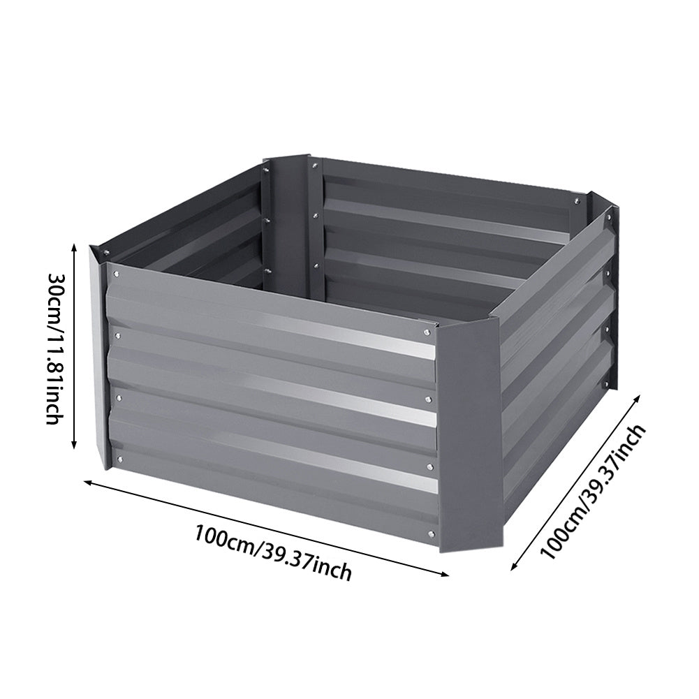 Galvanized Steel Raised Garden Bed Planter Box | Medium | Grey