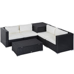 6pcs Rattan Sofa Set Garden Sectional Garden Wicker Cushion | Black