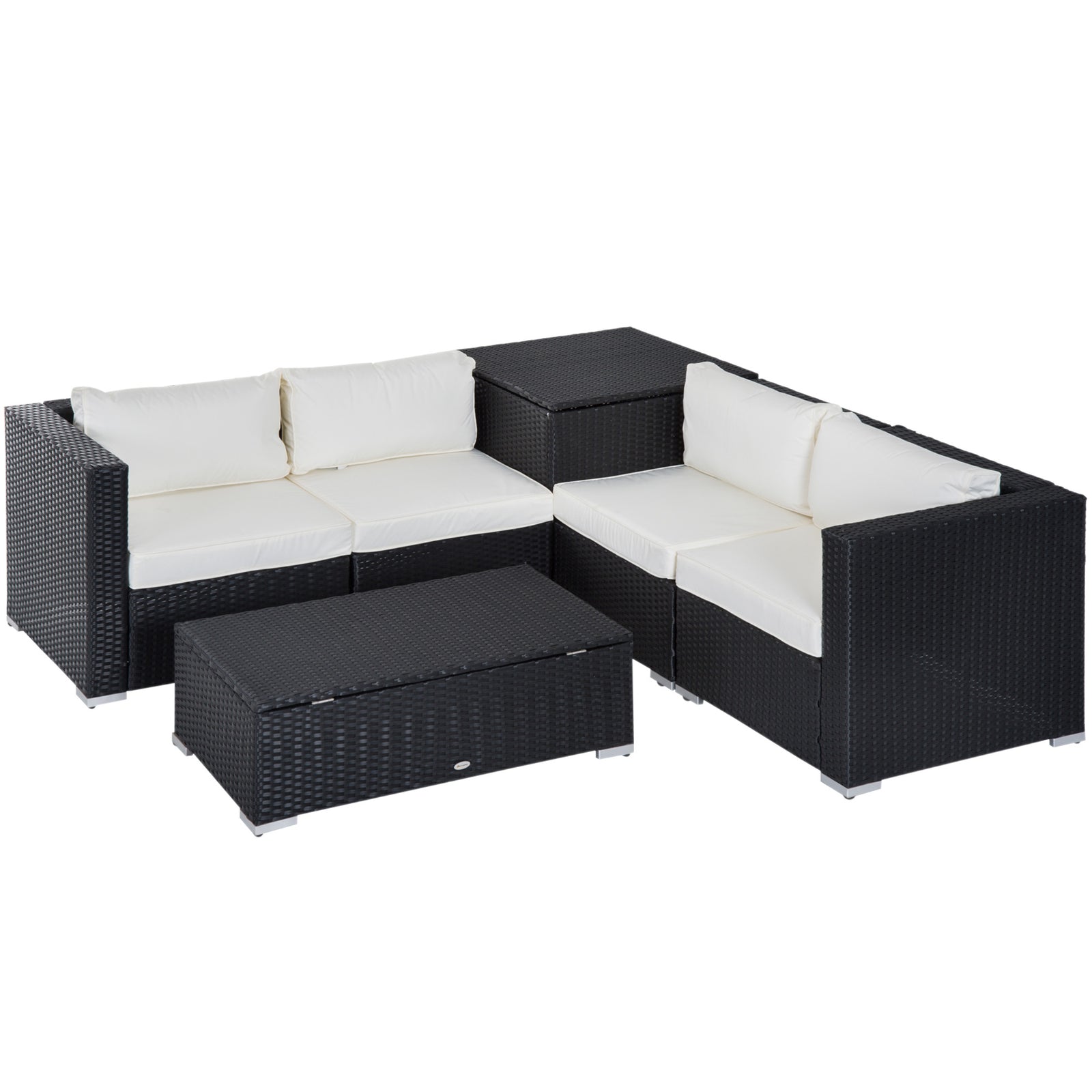 6pcs Rattan Sofa Set Garden Sectional Garden Wicker Cushion | Black