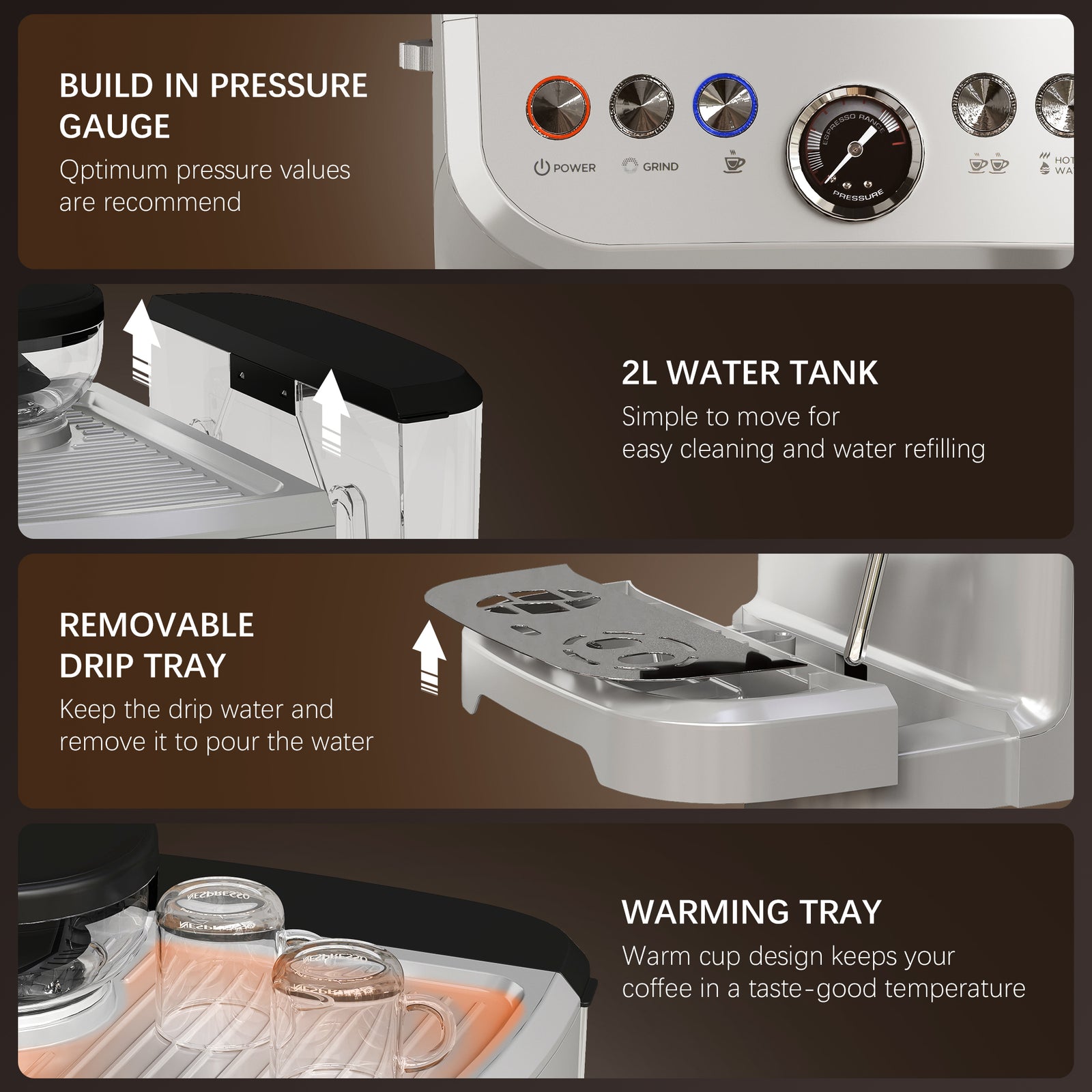 Espresso Machine, Grinder & Steam Wand