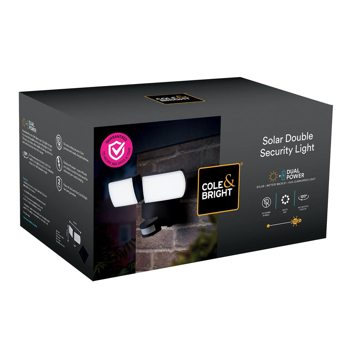 Dual Power Double Solar Security Light - 800 Lumens | Set of 1 | White