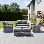 Dovera 6 Seat Rattan Patio Set | Grey