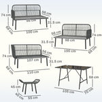 Sectional Outdoor Furniture With Glass Top Table | Orange
