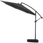 3m Banana Cantilever Patio Parasol For Outdoor Sunshade And Rain With Fillable Base On Wheels | One Size | Black