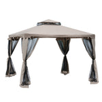 3 X 3 M Metal Gazebo Garden Outdoor 2-tier Roof Marquee | Brown