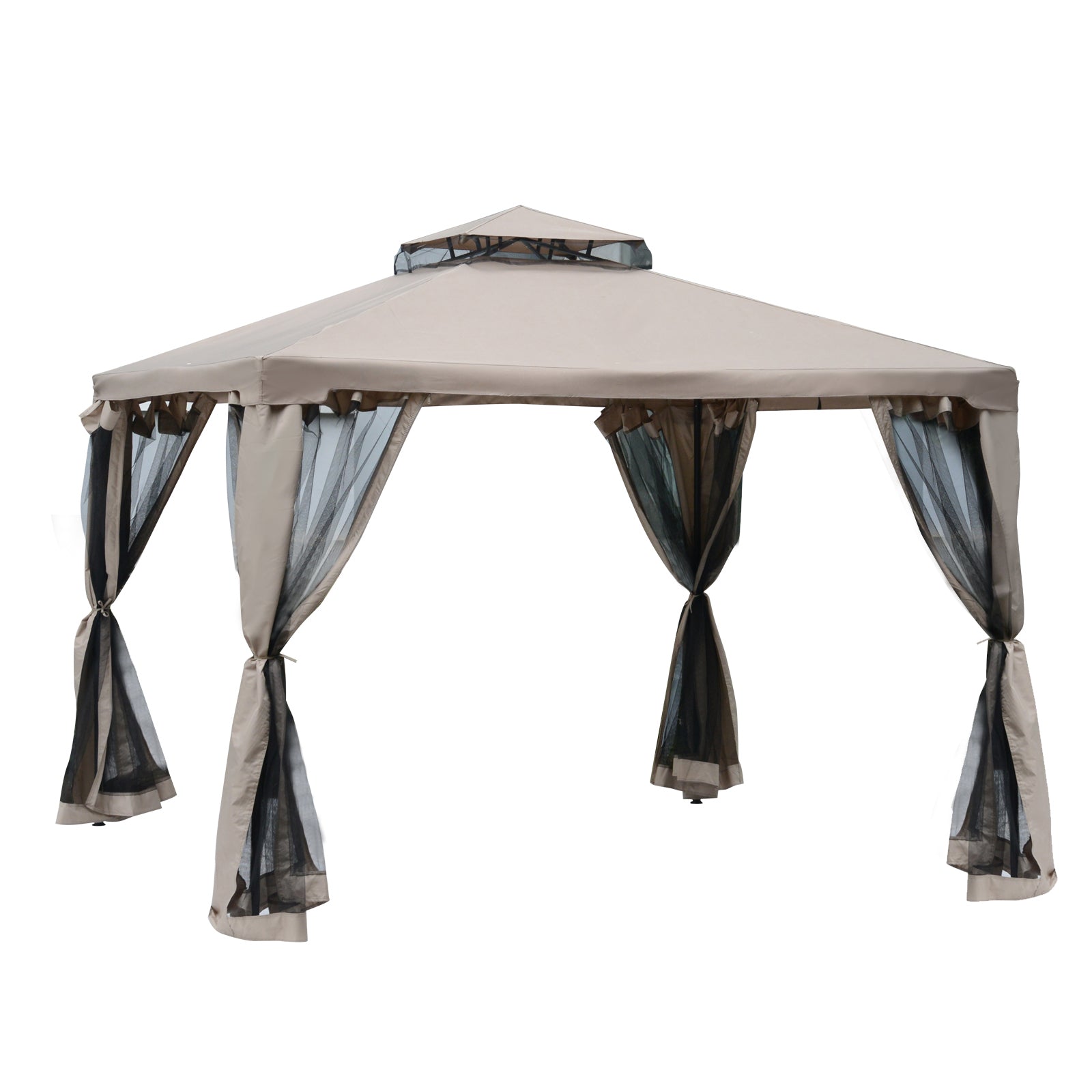 3 X 3 M Metal Gazebo Garden Outdoor 2-tier Roof Marquee | Brown