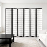 6-panel Freestanding Room Divider – Pine Wood Lattice Design | Black