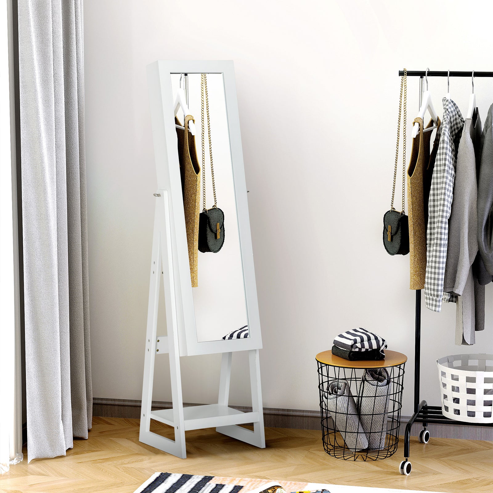 Freestanding Jewellery Storage Armoire W/ 2 Mirrors Drawers