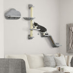 Cat Wall Furniture W/ Hammock, Platforms, Ladder, Scratching Post - Grey