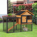Wood-metal Rabbit Hutch Elevated Pet House Outdoor 122 X 63 X 92cm