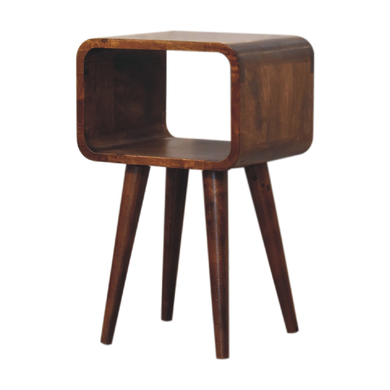 Solid Wood Mini Chestnut Curved Open Bedside