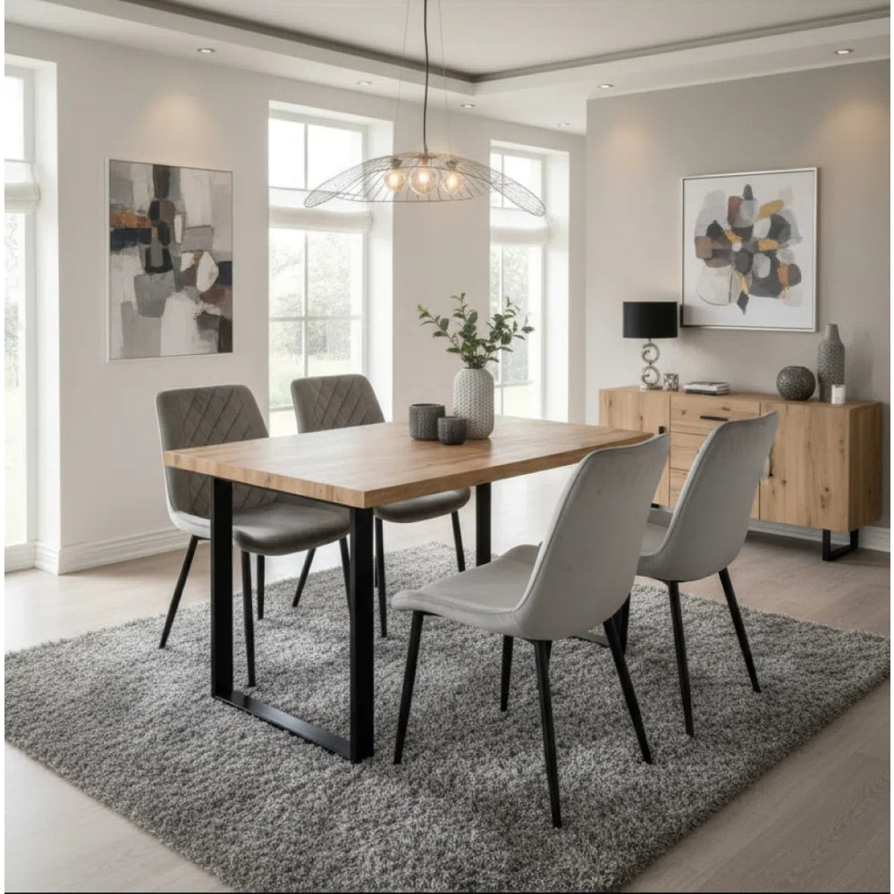 Stylish Colorado Dining Table Set With 4 Amelia Chairs | Grey
