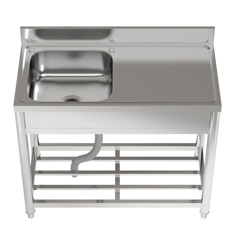100cm W X 50cm D X 90cm H Stainless Steel One Compartment Commercial Sink With Right Drainboard