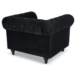 Chesterfield Scroll Arm Velvet Sofa 1 Seater | Black