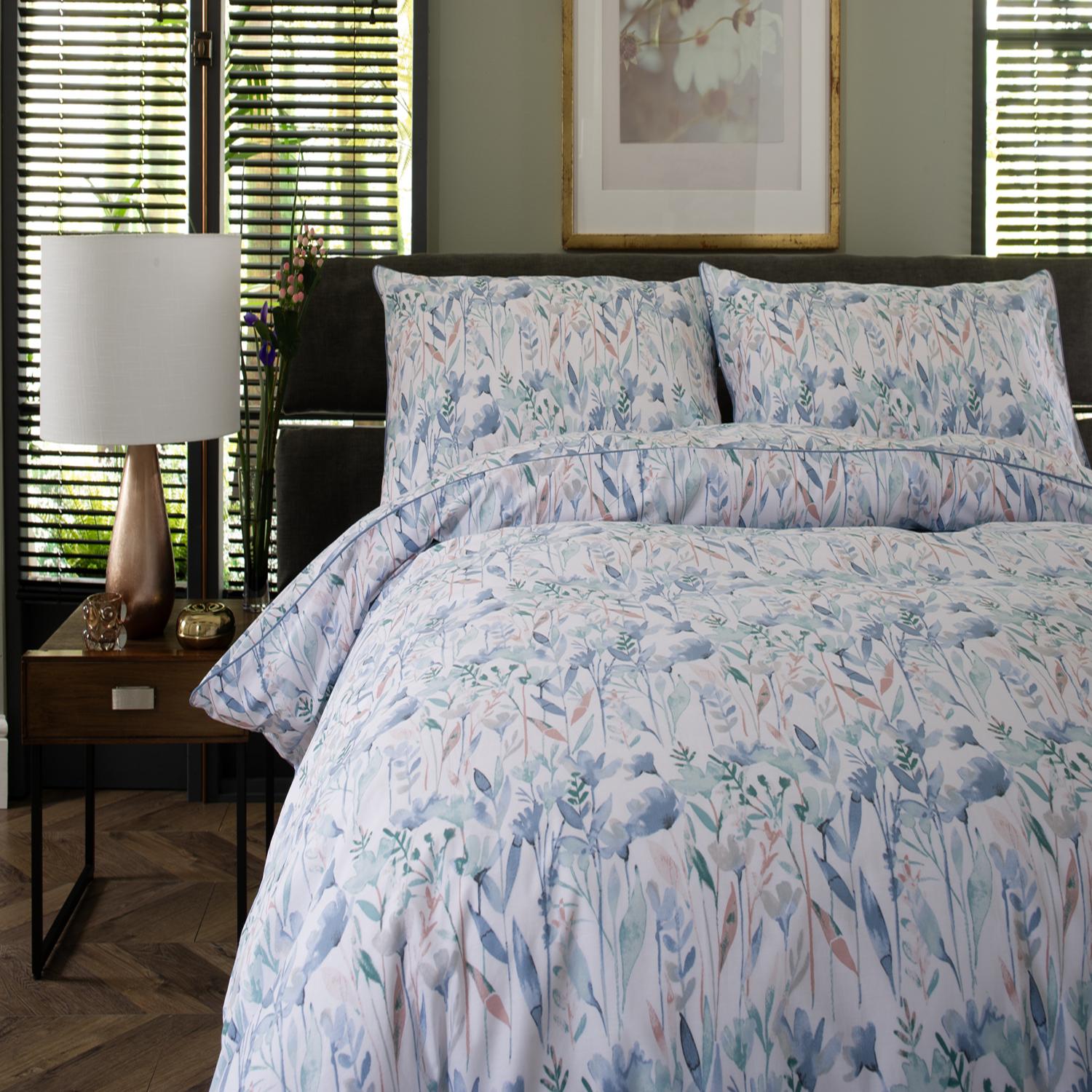 Botanical Garden Digital Print 100% Cotton Duvet Cover Set | Double | Blue