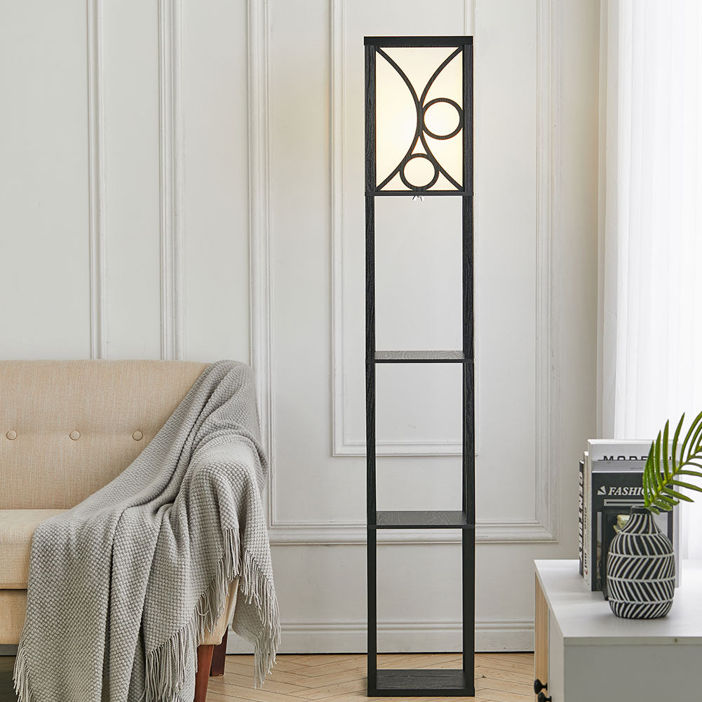 Breeins Floor Lamp Wood Standing With Storage Shelf