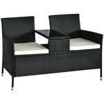 Companion Seat Table Chair Conservatory Rattan Loveseat | Black