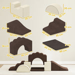 Kids Soft Play Set, 7 Piece Foam Climbing Blocks, Brown