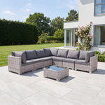 Saviano 7 Seat Modular Large L-shaped Rattan Corner Set | Grey