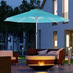 Garden Parasol W/ Usb & Solar Led Lights, Crank Handle | Blue