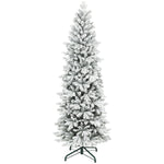 Pencil Christmas Tree With Snow, Realistic Tips, Easy Assembly | 7ft | Green