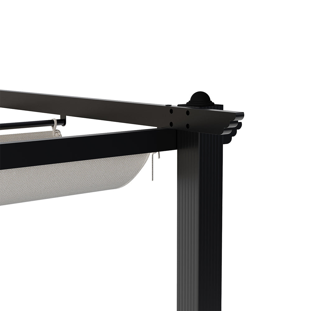3m X 4m Aluminium Outdoor Retractable Pergola,with Pu-coated Polyester，flat Roof Sunshade Canopy For Patio Or Garden